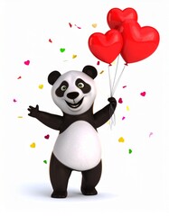 Naklejka premium panda birthday card 