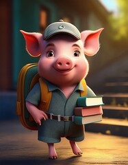piglet going back to school 