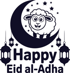 A Simple typography of Happy Eid Al Adha. Kids T-Shirt Design, Enjoy The Eid Al Adha.
