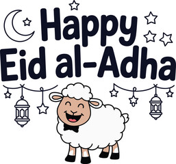 A Simple typography of Happy Eid Al Adha. Kids T-Shirt Design, Enjoy The Eid Al Adha.
