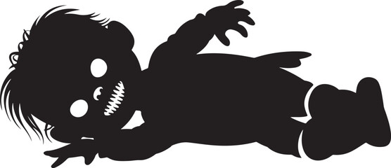 Creepy Baby Zombie Silhouette Halloween Illustration