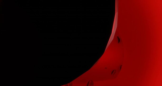 Scientific visualization of human blood in A, B, AB, O rh positive or negative flowing through the artery with render 3D animation following the path with arch shot camera movement