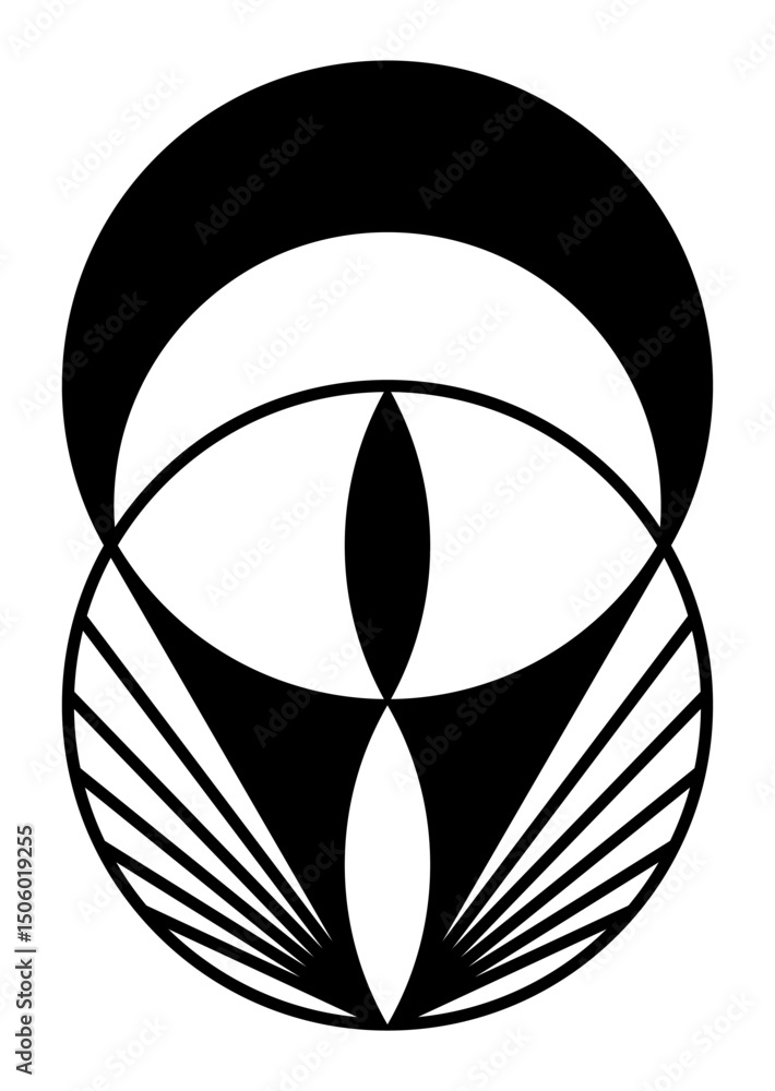 Poster vesica piscis patterns in a crop circle. two intersecting circles with same radius forming a lens sh