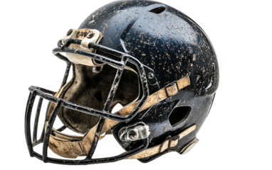 Close up of football helmet with chinstrap undone highlighting protective gear Isolated on Transparent Background PNG