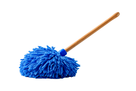 Cleaning tool for dusting surfaces with a blue microfiber head