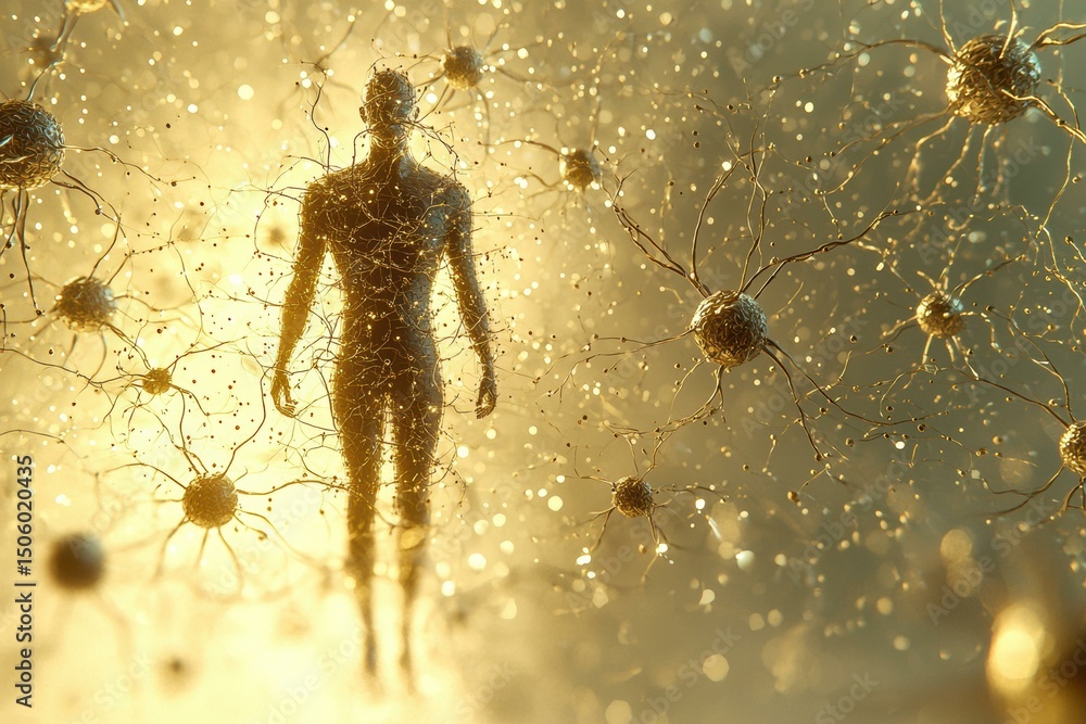 Poster neural pathways connecting the body. ai.