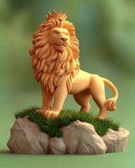 Majestic lion statue. AI.