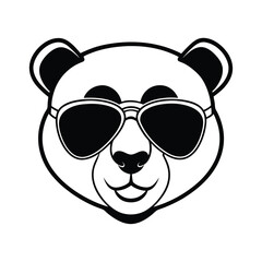 panda face vector illustration stylized panda head with sunglasses