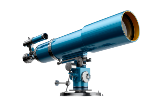 Optical telescope with a striking blue finish for stargazing
