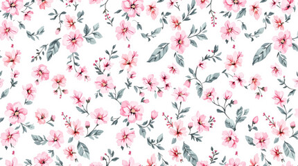 Seamless pattern with pink flowers, Seamless pattern watercolor background pattern pink flowers 