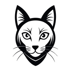 Black Cat Head Drawing Illustration