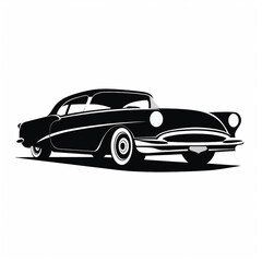 Fototapeta premium American car illustration of a vintage car vector art. Black lines sticker on white background.
