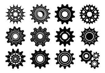 gear wheels set vector icon. gear set collection on white background