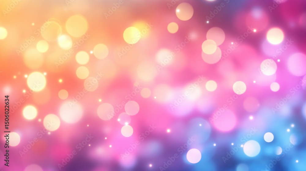 Poster Colorful bokeh background with soft gradient lights, glowing particles, and dreamy abstract blur