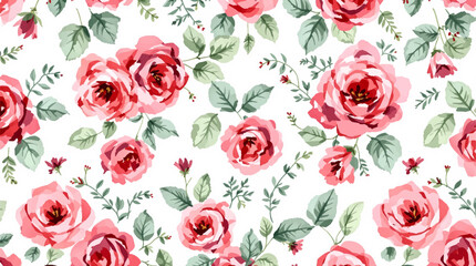 Seamless pattern with Red flowers, Seamless pattern watercolor background pattern red rose 