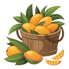 Mango Clipart in Basket PNG Image
