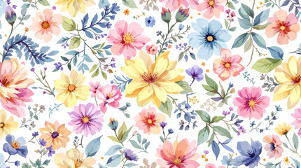 Colorful watercolor flowers background