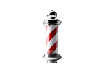 Red and white striped vintage barber pole on clear bg
