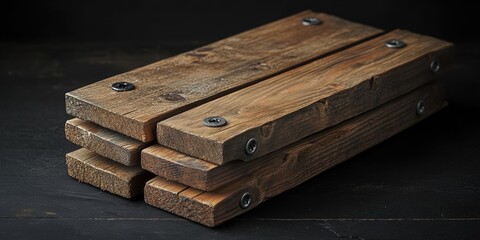 Wooden table with stacked wood