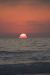Beautiful pink pixelated sun during sunset in pacific beach san diego california