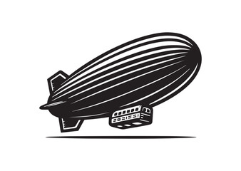Fototapeta premium Blimp Silhouette Vector, Blimp Icon