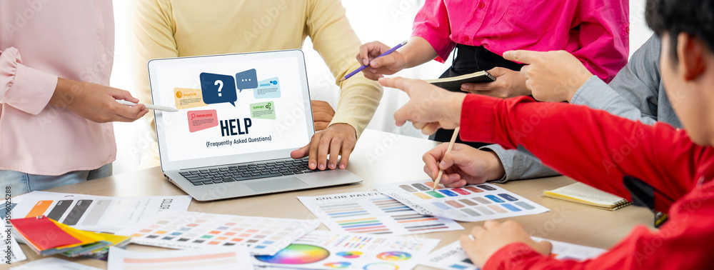 Poster help screen on the website provide answer to faq frequently asked question brisk with knowledge info