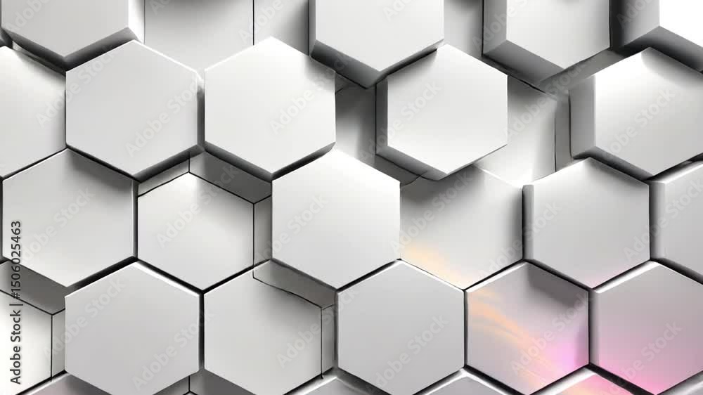 Poster modern hexagonal tiles create glossy background with contemporary design, featuring geometric patter