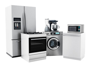 Household equipments on transparent background. 3D illustration