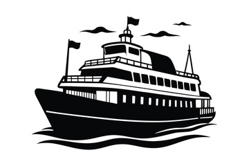 Obraz premium Ferry Silhouette vector illustration