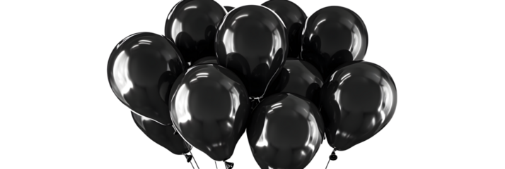 Black balloons in a group, representing celebration and sleek, modern aesthetics.
