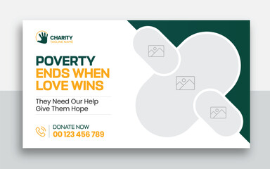 Charity kids help donation youtube thumbnail and web banner template design