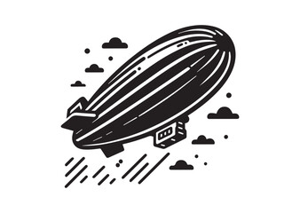 Fototapeta premium Blimp Silhouette Vector, Blimp Icon