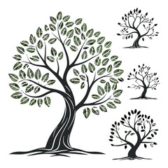 tree bundle set illustration. Bodhi Tree vector art illustration bundle set