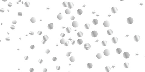 Festive Vector Template of Falling Silver Confetti and Glitter Particles Framing the Top and Bottom Edges with Transparency. a Shiny Vertical Border on Transparent Background