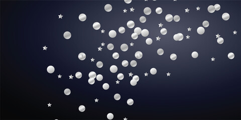 Vector Design with Sparkling Silver Dust, Side Snowfall, and Confetti Burst on Black Background. Black Background Snowfall and Glitter Confetti Composition with Silver Dust Explosion Effect