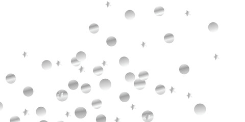 Elegant Silver Glitter Confetti Overlay with Shiny Dust Trail and Transparent Background for Holiday or Party Templates. Falling glitter confetti. Vector silver dust isolated on transparent background