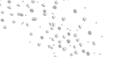 Elegant Silver Glitter Confetti Overlay with Shiny Dust Trail and Transparent Background for Holiday or Party Templates. Falling glitter confetti. Vector silver dust isolated on transparent background