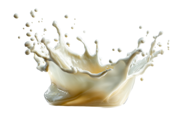 Smooth milk splash captured in high detail with transparent background