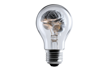 Brain inside light bulb representing ideas and creativity