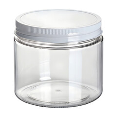 Transparent Plastic Jar with White Lid PNG Image