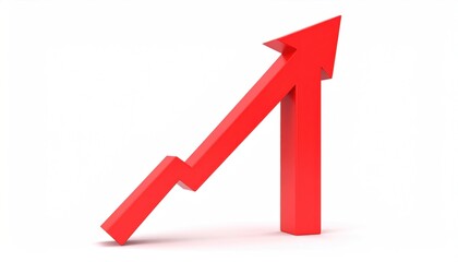 Red Arrow Pointing Upward on White Background