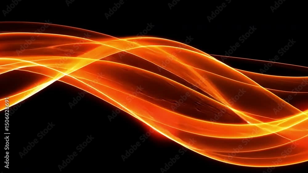 Poster dynamic abstract orange and red light waves on black background visual journey of energy and movemen