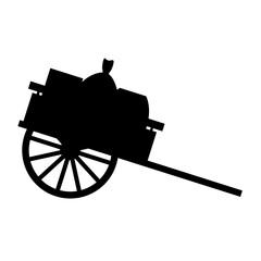 Silhouette of an old pioneer hand cart with cargo © Yevheniia