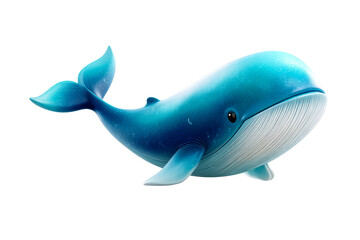 Cartoon whale swimming in the ocean with a transparent background