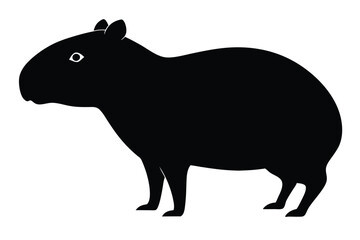 black silhouette of a capybara, highly detailed, smooth lines, monochrome, minimalist, vector art
