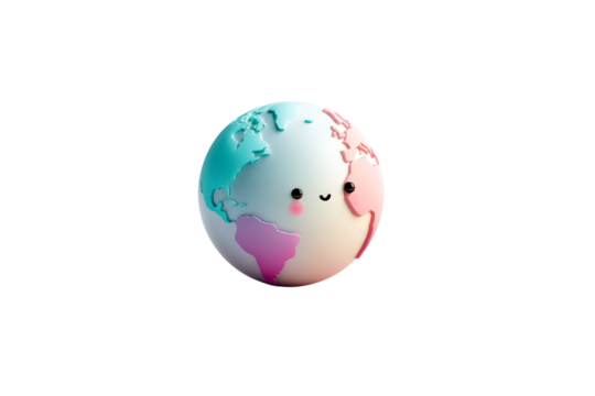 Cute globe character with vibrant colors and cheerful expression