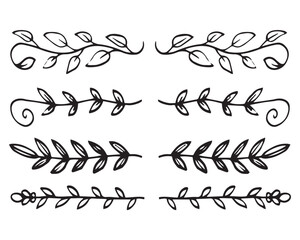 Bundle of hand drawn divider floral elements elegant floral  vector illustration