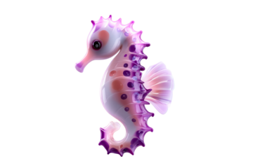 Vibrant, colorful seahorse on a transparent background