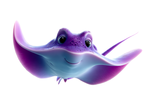 Colorful ray gliding gracefully in the ocean waters