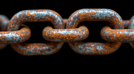 Fototapeta premium rusty metal chain on black background